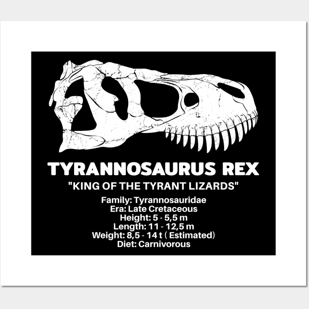Tyrannosaurus Rex Fact Sheet Wall Art by NicGrayTees